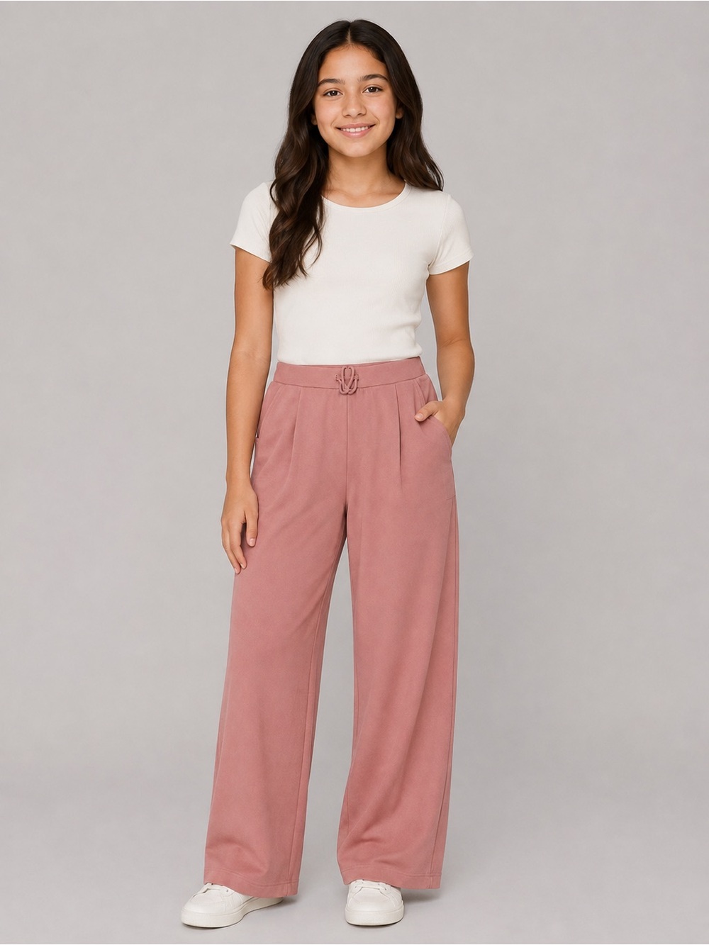 ZARA Girls' Pink Wide-Leg Pants - Youth Size 13-
14 - Casual Style